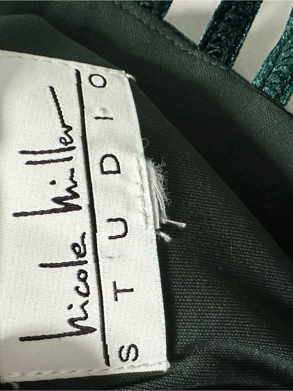 Nicole Miller Deep Green Velvet Strappy Midi Dress - Picture 4 of 4